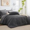 CozyLux King Seersucker 7-Piece Dark Grey Bedding Set