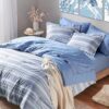 Codi King Size Blue White Striped Bedding Set