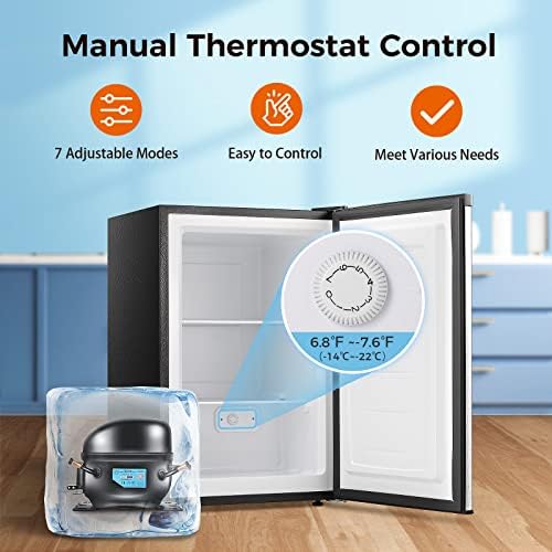 Kismile 3.0 Cu.ft Upright Mini Freezer with Adjustable Shelves - Image 3
