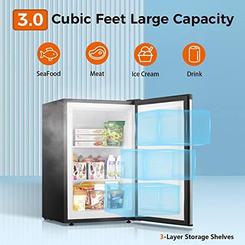Kismile 3.0 Cu.ft Upright Mini Freezer with Adjustable Shelves - Image 5
