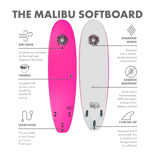 KONA SURF CO. Beginner Soft Top Surfboard with Fins - Image 3