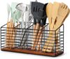 THYGIFTREE Large Black Metal Kitchen Utensil Organizer