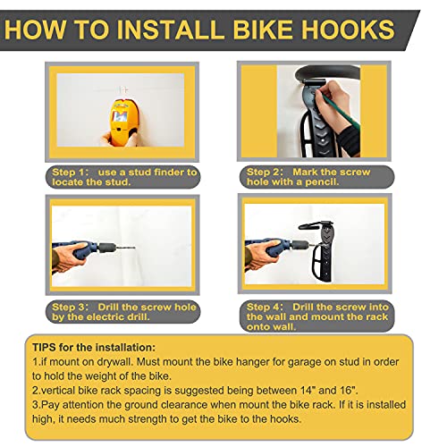 Laxama 4-Pack Vertical Bike Wall Hooks - Image 5
