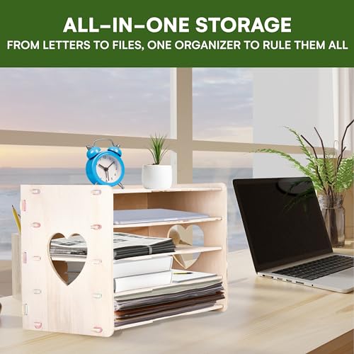 Liebspecht Wooden 5-Tier Desk Organizer with Slots - Image 5