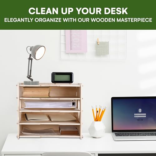 Liebspecht Wooden 5-Tier Desk Organizer with Slots - Image 2