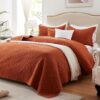 LEAONME Lightweight Burnt Orange Quilt Set – 3 Pieces