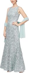 Alex Evenings Long Sleeveless Dress With Shawl