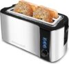 Elite Gourmet Long Slot 4 Slice Toaster with Warming Rack