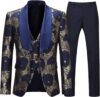 Boyland Luxury Slim Fit Golden Floral Tuxedo Suit
