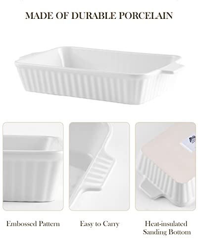 MALACASA Porcelain Rectangular Casserole Dishes with Handles - Image 3