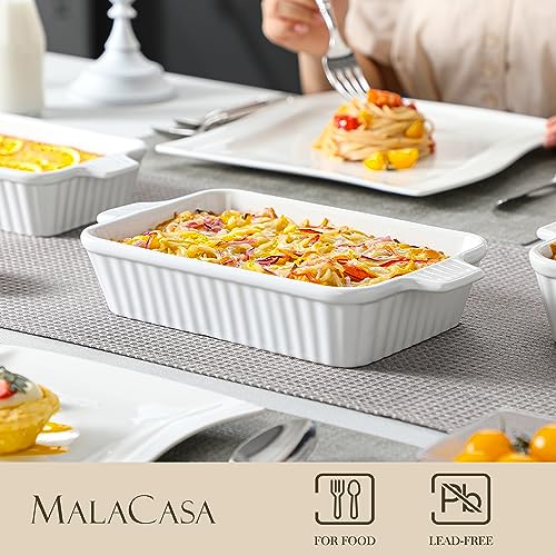 MALACASA Porcelain Rectangular Casserole Dishes with Handles - Image 4