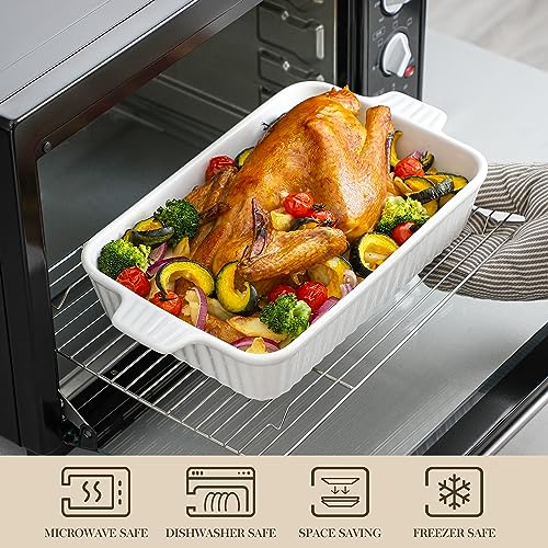 MALACASA Porcelain Rectangular Casserole Dishes with Handles - Image 5