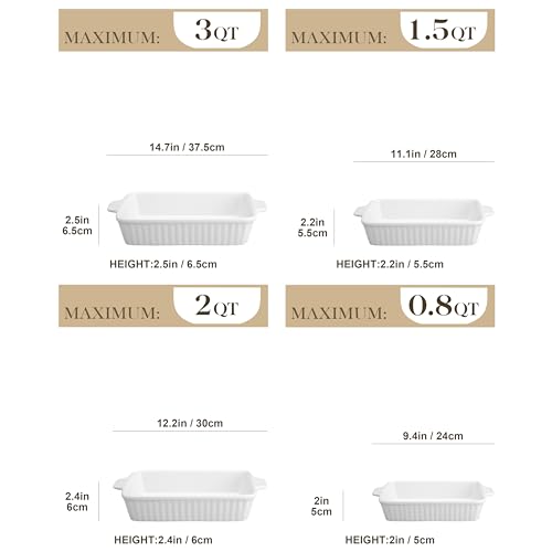 MALACASA Porcelain Rectangular Casserole Dishes with Handles - Image 2