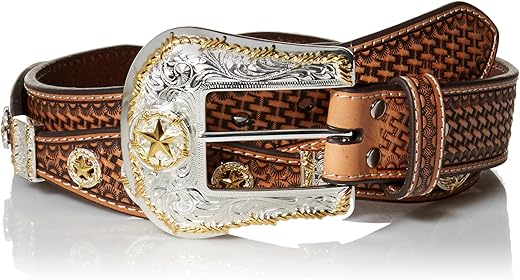 Nocona Men's Silver Star Scalop Tan Belt