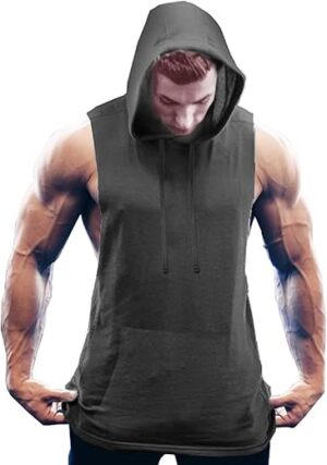 COOFANDY Men’s Sleeveless Workout Hooded Tank