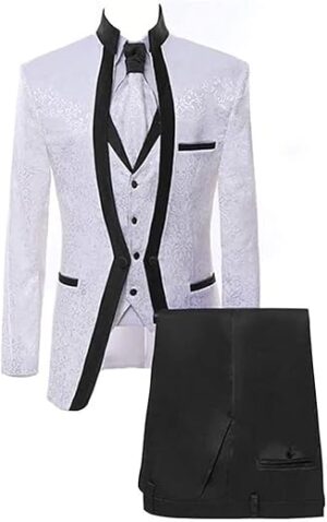 HZUOU Men's Slim Fit Floral Tuxedo Suit