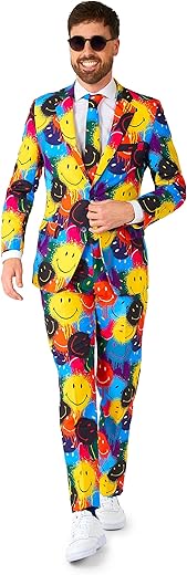 Opposuits Smiley Drip Graffiti Print Suit