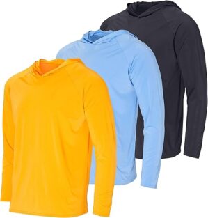Real Essentials Men’s UPF Rash Guard Hoodie 3-Pack