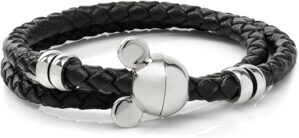 CufflinksInc Mickey Silhouette Leather Bracelet