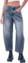 GREAIDEA Mid Rise Barrel Jeans