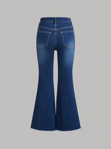 Milumia Stretchy Raw Hem Stretchy Flare Jeans - Image 2