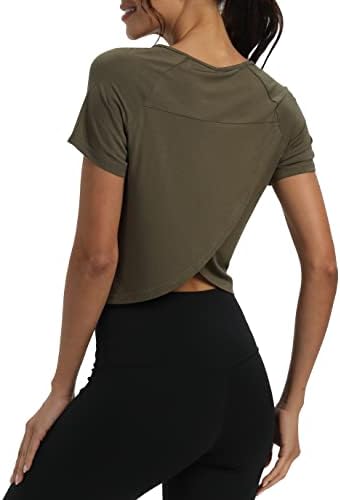 Mippo Cropped Split Back Loose Fit Workout Top - Image 4