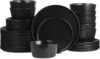 Stone Lain Modern 24-Piece Stoneware Dinnerware Set, Black