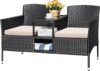 Devoko Modern Rattan 2-Seat Patio Loveseat Set