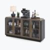 BELLEZE Modern Wood Glass Buffet Sideboard – Brown