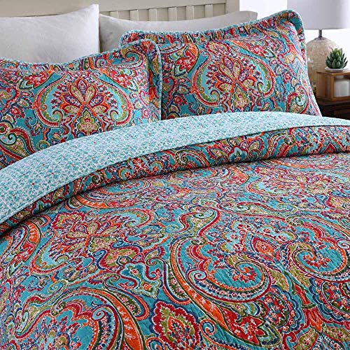 NEWLAKE Reversible Floral Patchwork Cotton Quilt Set - Image 2