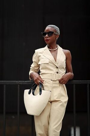 The Drop Oat Milk One Sleeve Stretch Cotton Jacket