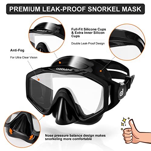 Odoland Adult Snorkel Set with Dry Mask and Fins - Image 3