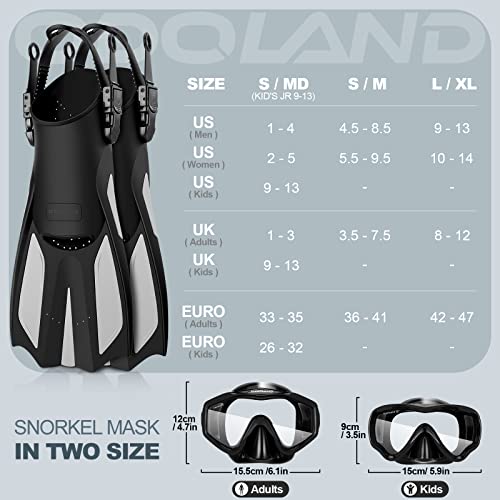 Odoland Adult Snorkel Set with Dry Mask and Fins - Image 4