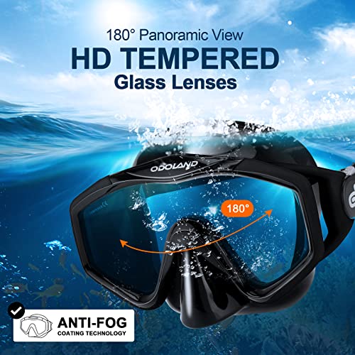 Odoland Adult Snorkel Set with Dry Mask and Fins - Image 2