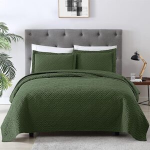 EXQ Home Olive Green Queen Quilt Set, 3 Piece