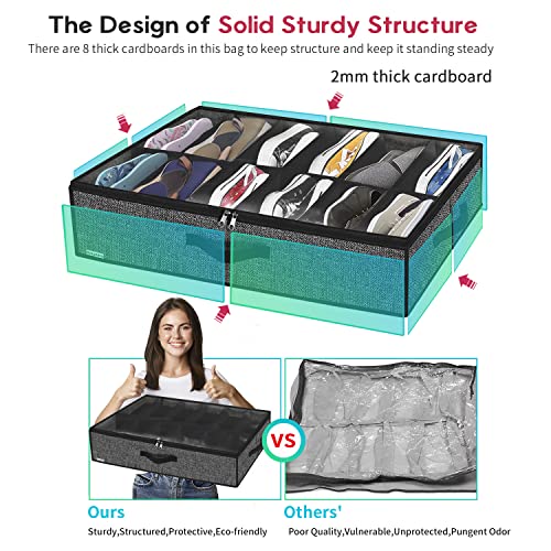 Onlyeasy Set of 2 Under Bed Shoe Organizers - Image 4