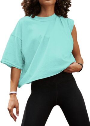 Serord Oversized Women's Crop Tops Half Sleeve