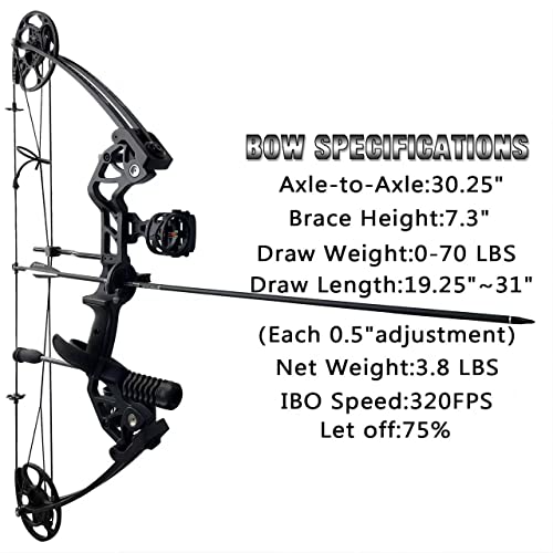 PANDARUS Adjustable Compound Bow 0-70 Lbs with Accessories - Image 2
