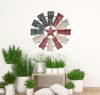 Alpine Corporation Patriotic Windmill Wall Art Decor