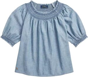 Polo Ralph Lauren Girls Smocked Chambray Top