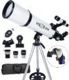 HEXEUM Portable 80mm Refracting Telescope with Tripod