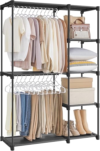 SONGMICS Portable Freestanding Closet Organizer with Shelves