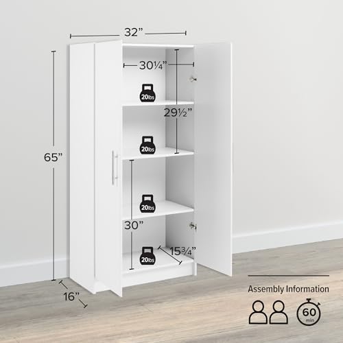 Prepac White Elite 32" Storage Cabinet with Shelves - Image 3