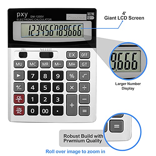 pxy 12-Digit Desk Calculator, Large Display - Image 4