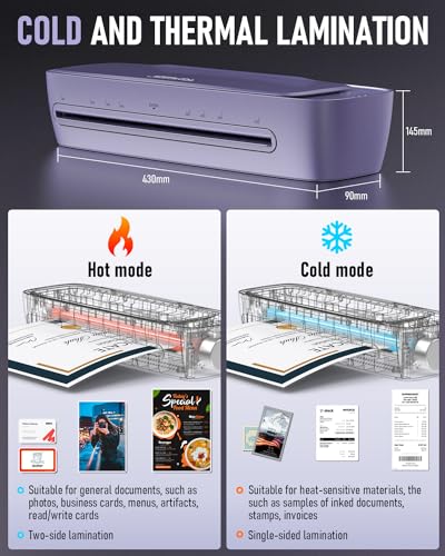 Qfun 13-Inch Thermal Laminator, Cold/Hot, No Jam - Image 5
