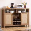 SICOTAS Rattan Coffee Bar Sideboard with Storage