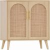 Rovaurx Rattan Storage Cabinet with Doors