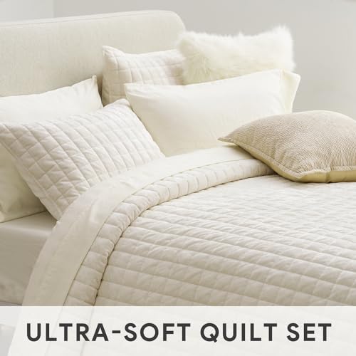 RECYCO Luxury Velvet King Quilt Set, Cream - Image 5