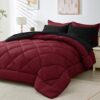 HEVUMYI Red and Black Reversible Queen Comforter Set