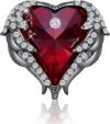 Yeap Yeap Red Heart Crystal Brooch